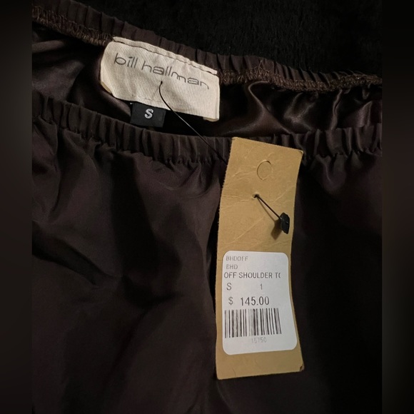 Bill Hallman Off The Shoulder Brown Top Size Small NWT - Picture 3 of 8